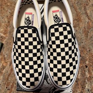 Vans Mens Slip-On Sneakers - Black and Cream Checkerboard 11.5